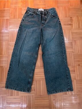 stradivarius Wide-Leg Jeans in Washed Blue